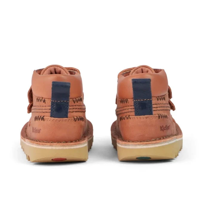 Botas Kick Hi Roll ZigZag de piel para niño pequeño, color marrón claro