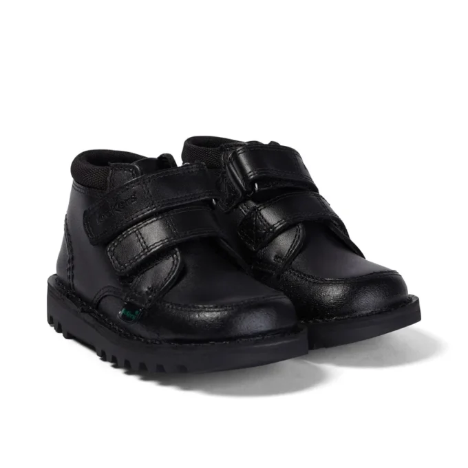 Botas Kick Hi Scuff de piel para niño pequeño, color negro