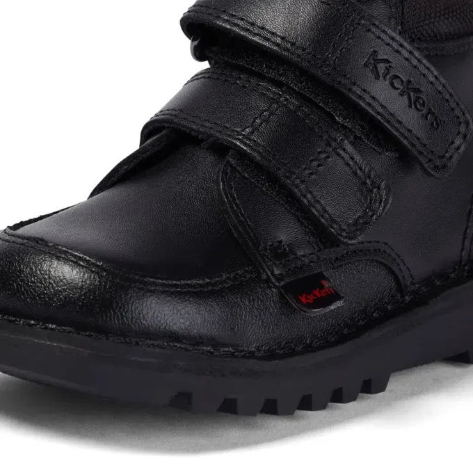 Botas Kick Hi Scuff de piel para niño pequeño, color negro