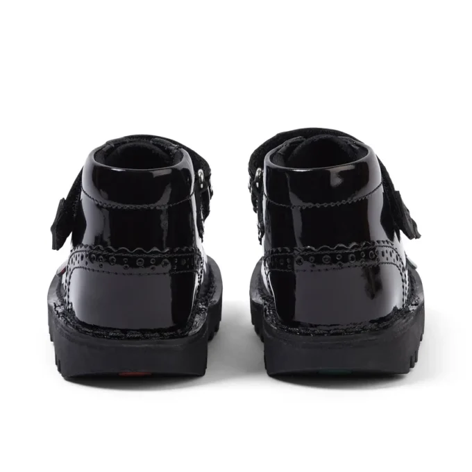 Botas Kick Hi Vel Brogue de charol para niñas, color negro