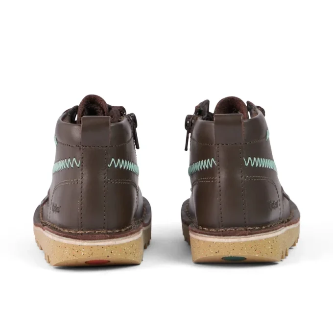 Botas Kick Hi ZigZag de piel para niño pequeño, color marrón