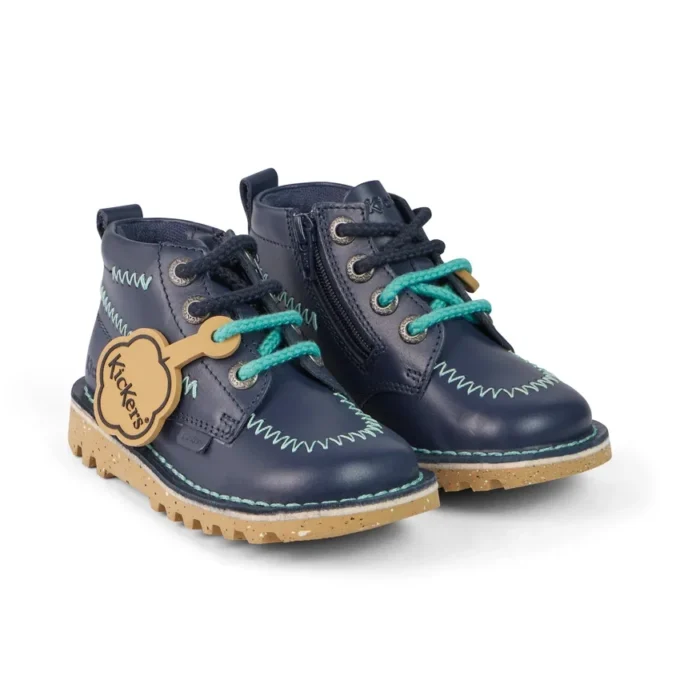 Botas Kick Hi ZigZag para niño pequeño, piel azul marino