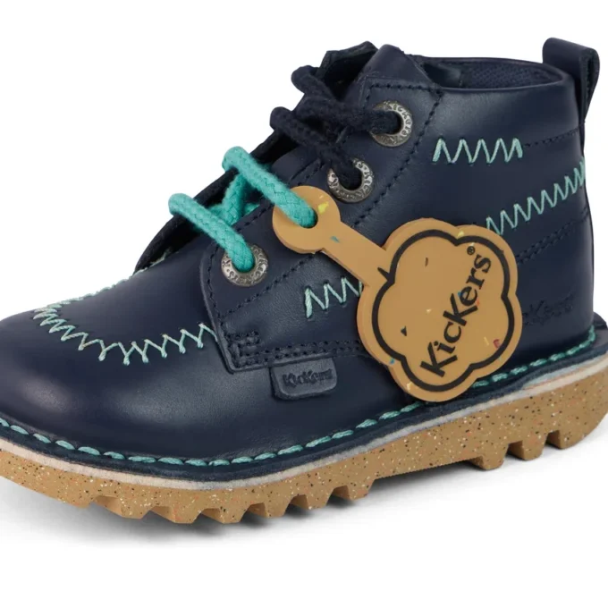 Botas Kick Hi ZigZag para niño pequeño, piel azul marino