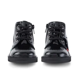 Botas Kick Hi Zip de charol para niños, unisex, en color negro