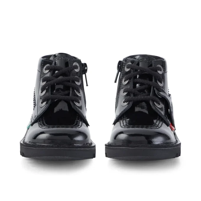 Botas Kick Hi Zip de charol para niños, unisex, en color negro