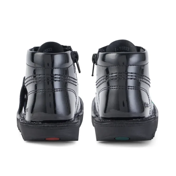 Botas Kick Hi Zip de charol para niños, unisex, en color negro