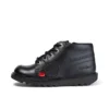 Botas Kick Hi Zip de imitación de cuero unisex para niños, color negro