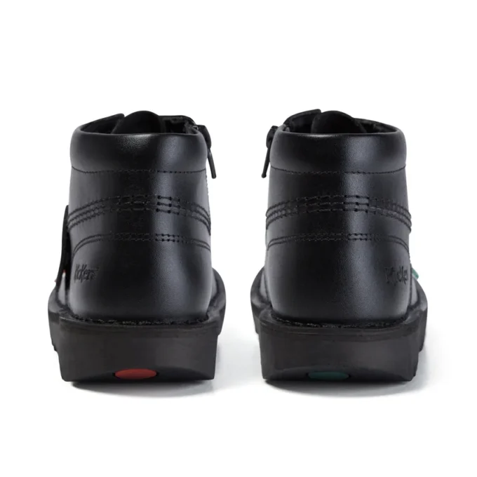 Botas Kick Hi Zip de imitación de cuero unisex para niños, color negro