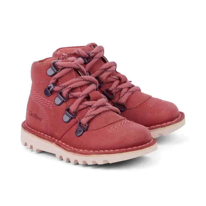 Botas unisex para niños Kick Hi Explore de piel rosa