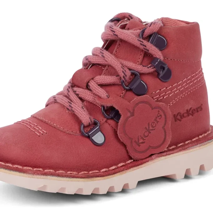 Botas unisex para niños Kick Hi Explore de piel rosa