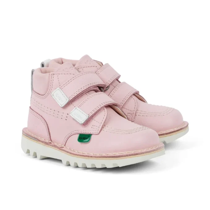 Botas unisex para niños Kick Hi Roll de piel rosa claro