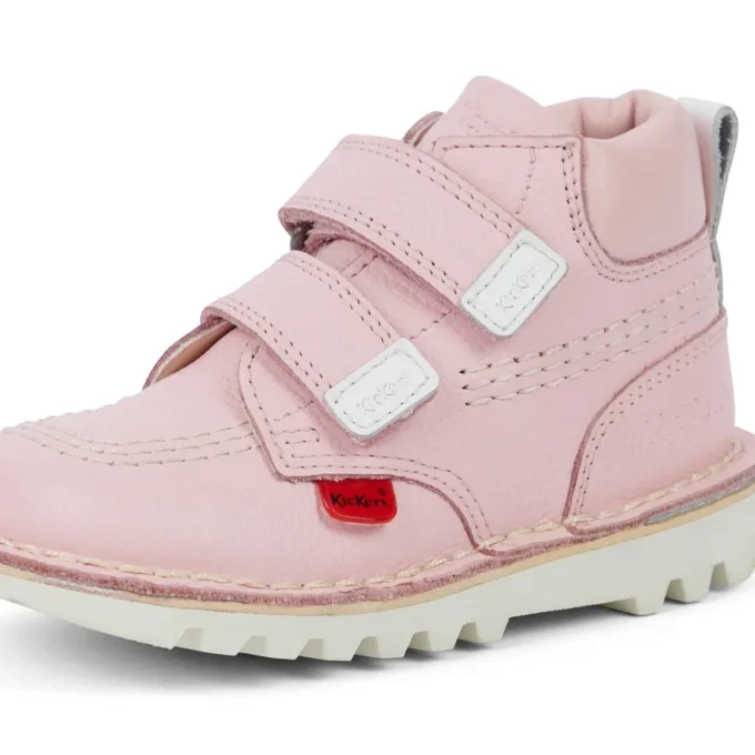 Botas unisex para niños Kick Hi Roll de piel rosa claro