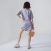 Camisa corta a cuadros para mujer en color lila
