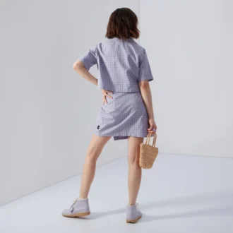 Camisa corta a cuadros para mujer en color lila