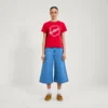 Camiseta ajustada clásica Kickers para mujer, color rojo