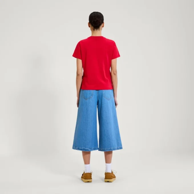 Camiseta ajustada clásica Kickers para mujer, color rojo