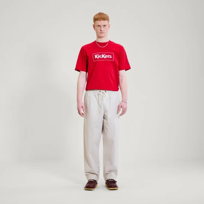 Camiseta clásica con logotipo en recuadro de Kickers para hombre, color rojo