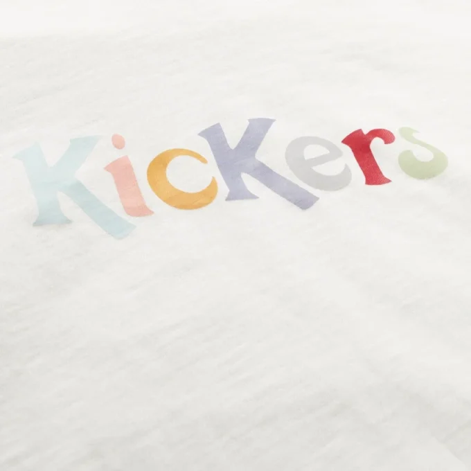 Camiseta clásica de cuello redondo Kickers para mujer, color blanco