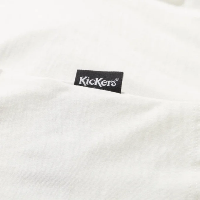 Camiseta clásica de cuello redondo Kickers para mujer, color blanco