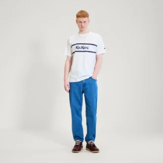 Camiseta clásica de manga corta Kickers para hombre, color blanco