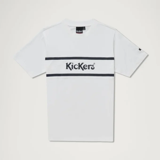 Camiseta clásica de manga corta Kickers para hombre, color blanco
