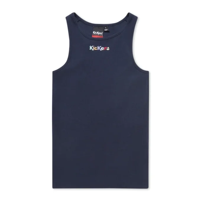 Camiseta sin mangas Classic Ribbed de Kickers para mujer, azul marino
