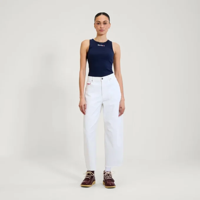 Camiseta sin mangas Classic Ribbed de Kickers para mujer, azul marino