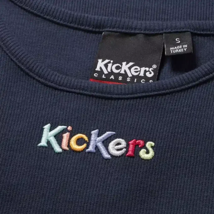 Camiseta sin mangas Classic Ribbed de Kickers para mujer, azul marino