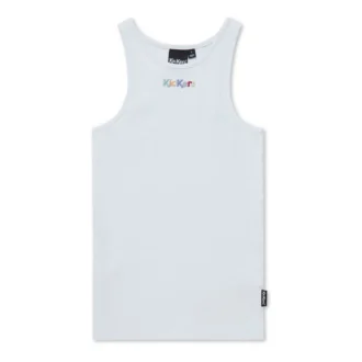 Camiseta sin mangas clásica de canalé Kickers para mujer, color blanco