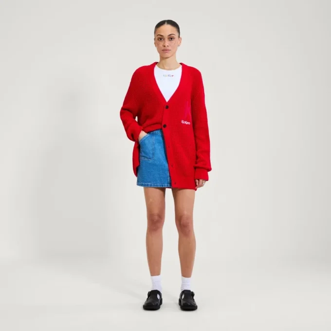 Cárdigan clásico Kickers unisex para adultos, rojo