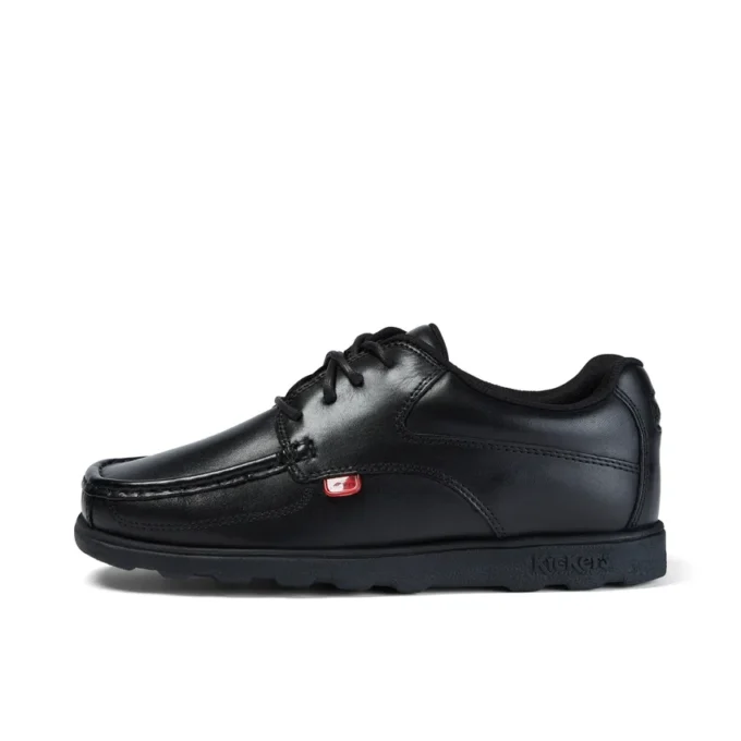 Fragma Lace 4 Eyelet de cuero negro para jóvenes
