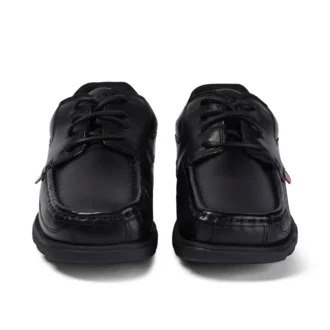 Fragma Lace 4 Eyelet de cuero negro para jóvenes