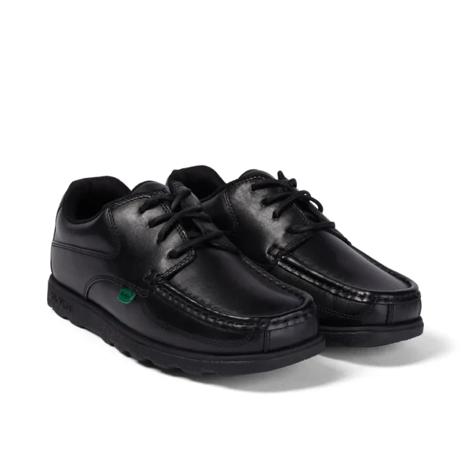Fragma Lace 4 Eyelet de cuero negro para jóvenes