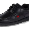Fragma Lace 4 Eyelet de cuero negro para jóvenes