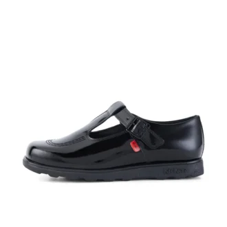 Fragma T-Buckle de charol negro para mujer