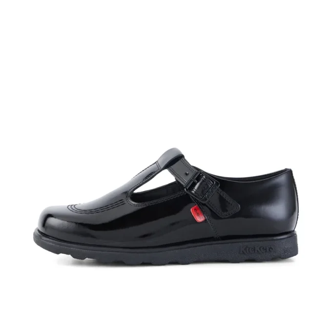 Fragma T-Buckle de charol negro para mujer
