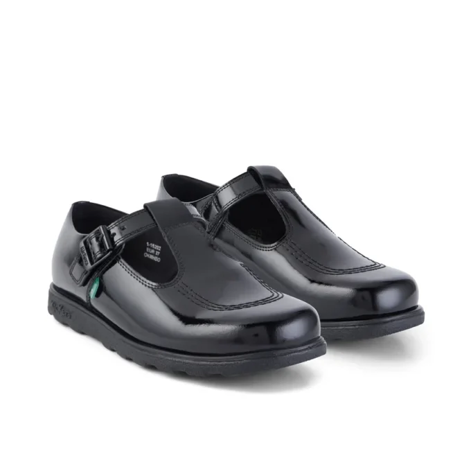 Fragma T-Buckle de charol negro para mujer