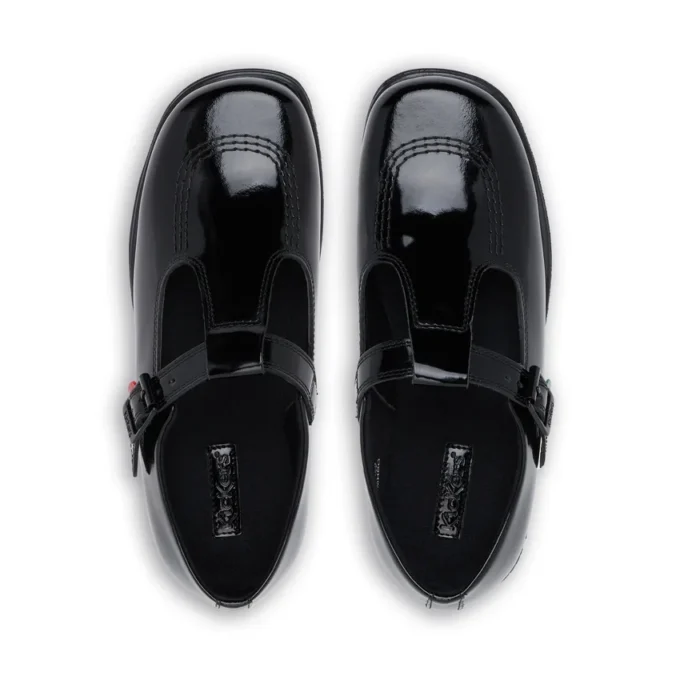 Fragma T-Buckle de charol negro para mujer