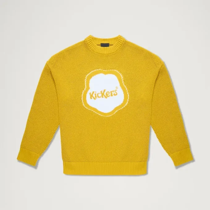Jersey clásico de punto jacquard amarillo unisex para adultos de Kickers