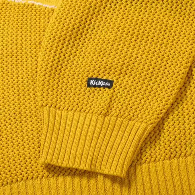 Jersey clásico de punto jacquard amarillo unisex para adultos de Kickers