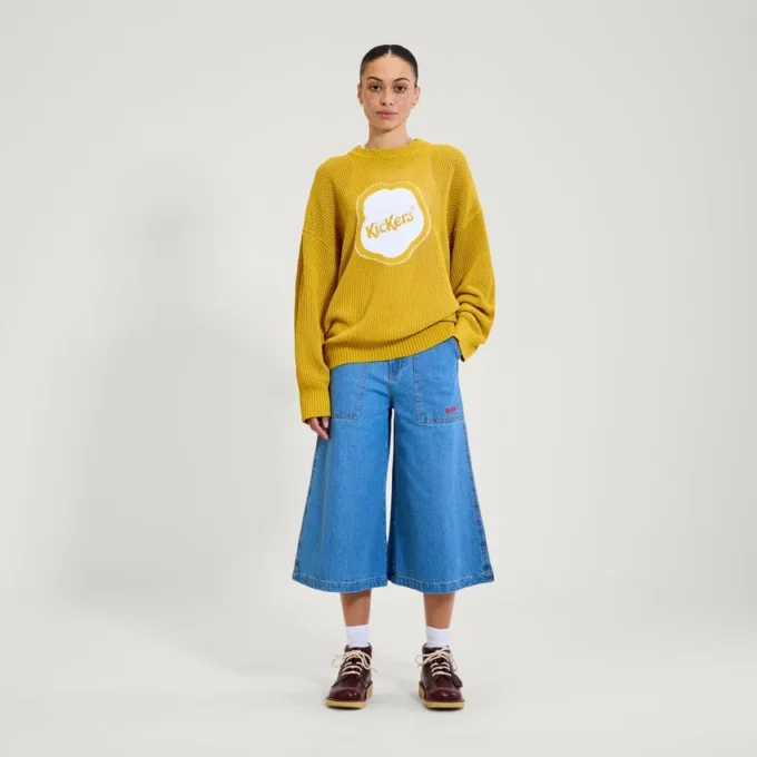 Jersey clásico de punto jacquard amarillo unisex para adultos de Kickers