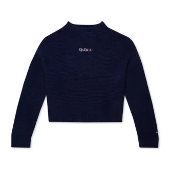 Jersey de punto de cuello barco y manga ancha Kickers para mujer, azul marino