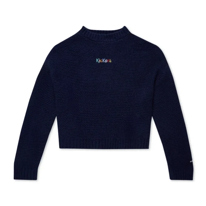 Jersey de punto de cuello barco y manga ancha Kickers para mujer, azul marino