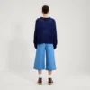 Jersey de punto de cuello barco y manga ancha Kickers para mujer, azul marino