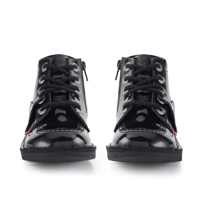Kick Hi Hi Zip de charol para niños y niñas, negro