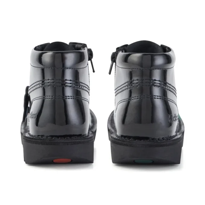 Kick Hi Hi Zip de charol para niños y niñas, negro