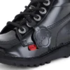 Kick Hi Hi Zip de charol para niños y niñas, negro