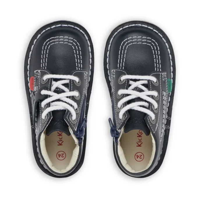 Kick Hi Hi Zip de cuero para niños unisex azul marino