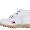 Kick Hi Hi Zip de cuero para niños unisex, blanco