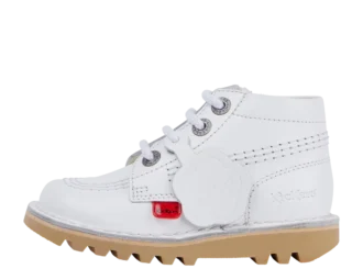 Kick Hi Hi Zip de cuero para niños unisex, blanco